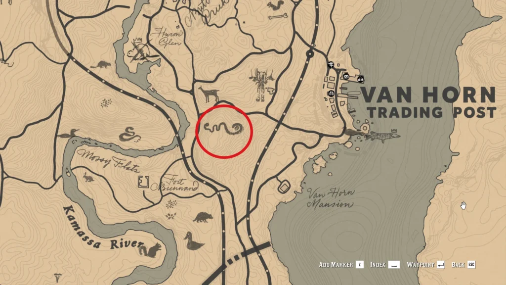 RDR2 Poisonous Trail Map 2 Snake mound coil