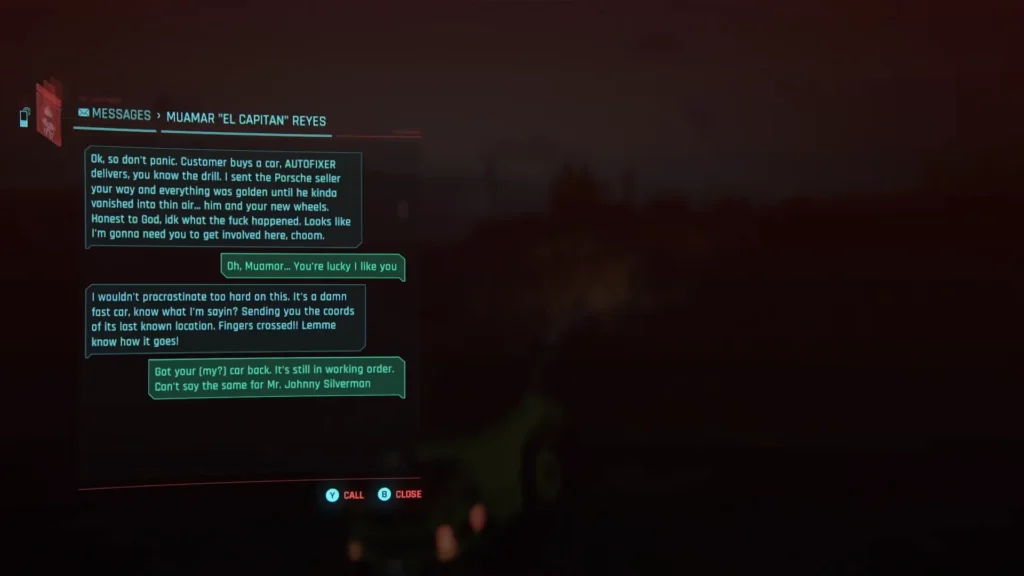 Fetch the Car and Message Muamar 1