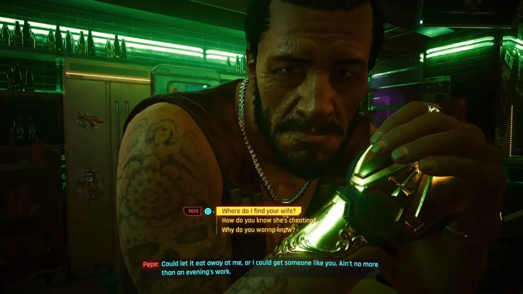 Cyberpunk 2077 Raymond Chandler Evening Quest Pepe