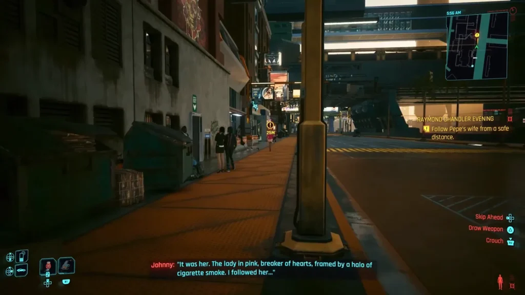 Cyberpunk 2077 Raymond Chandler Evening Quest tail Cynthia