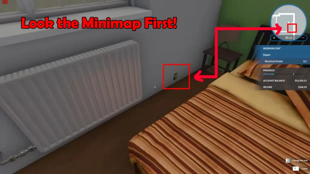House Flipper minimap small red device