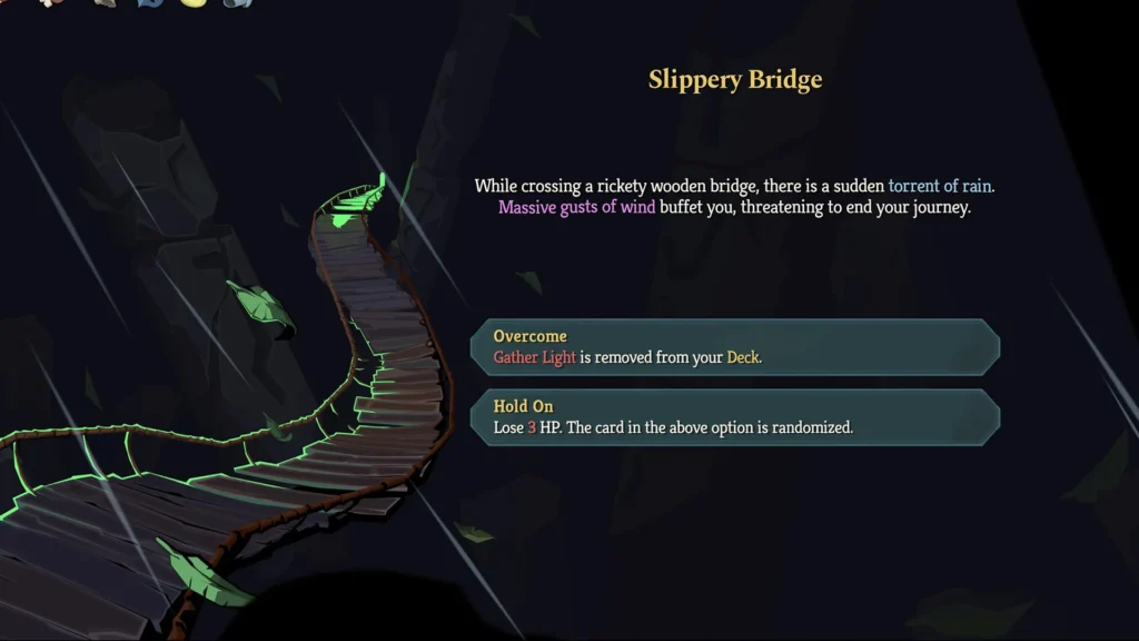 Slay the Spire 2 Slippery Bridge event screen
