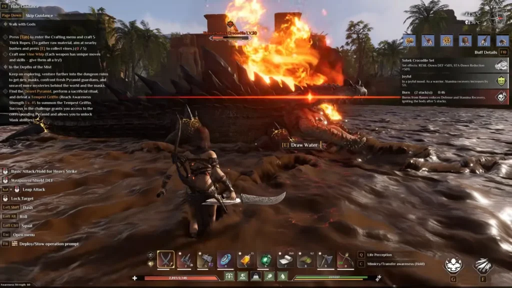 Soulmask Sobek Crocodile Boss Fight dodge the attack