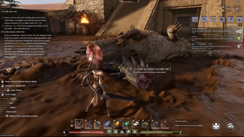 Soulmask Sobek Crocodile Boss Fight pick up the tail