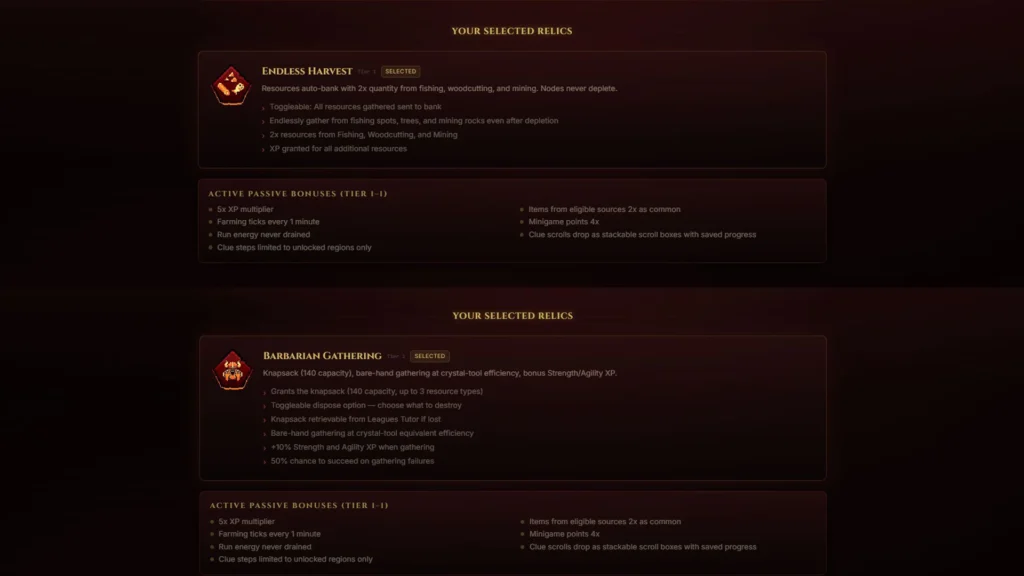 best osrs leagues 6 relics tier 1