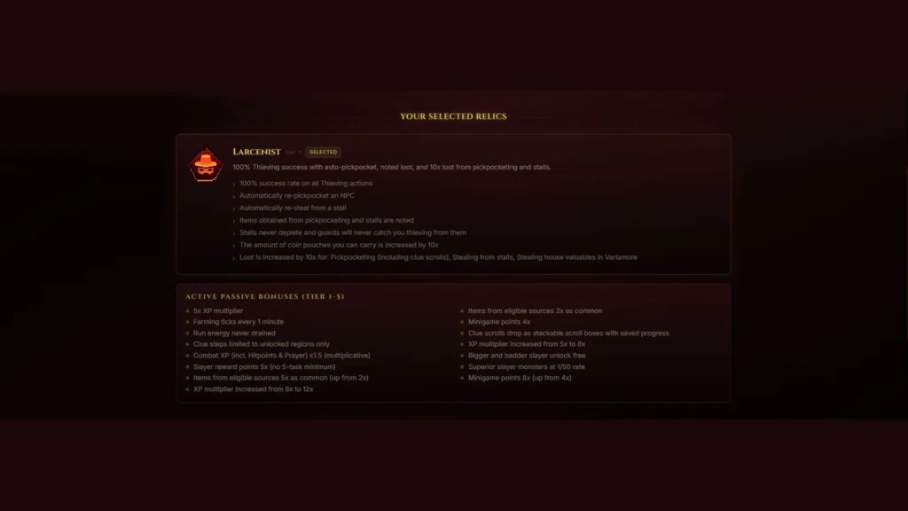 best osrs leagues 6 relics tier 5