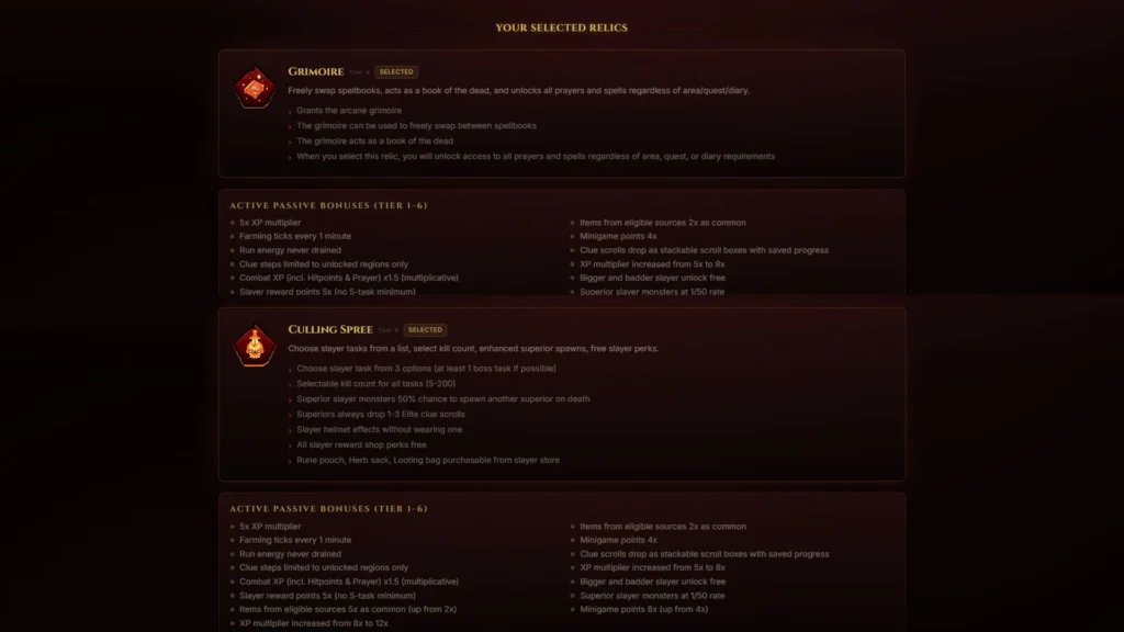 best osrs leagues 6 relics tier 6