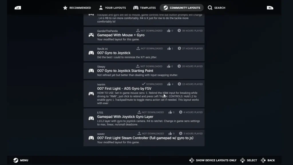 007 First Light steam community layouts