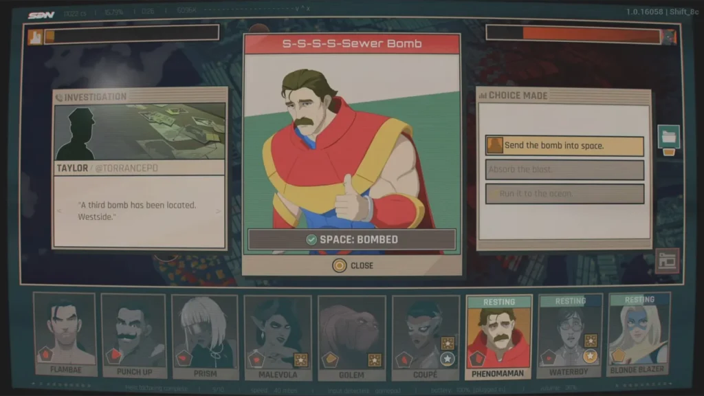 Send Phenomaman in sewer bomb mission to send the bomb into space