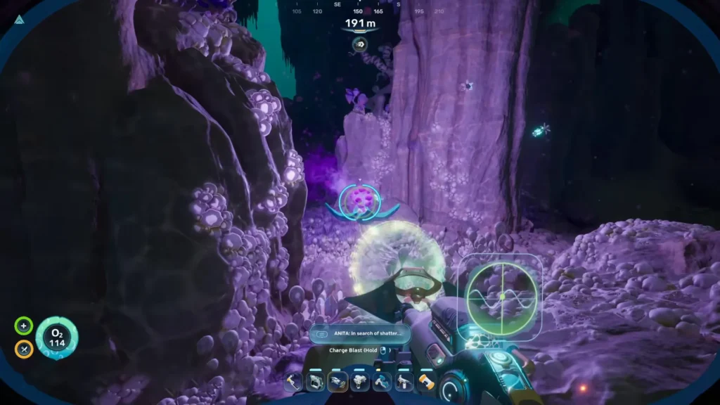 Using Feedback Resonator on Bloom Cankers in Subnautica 2