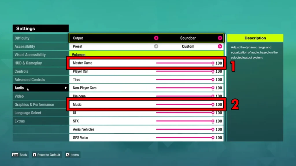 Forza Horizon 6 Audio Setting for Chris Goss and Dynamite MC 1
