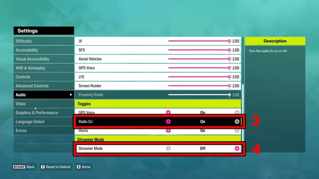 Forza Horizon 6 Audio Setting for Chris Goss and Dynamite MC 2