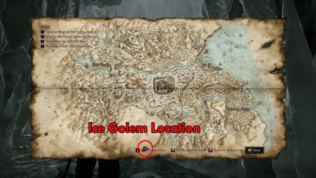 Gothic 1 Remake Ice Golem Location on Map