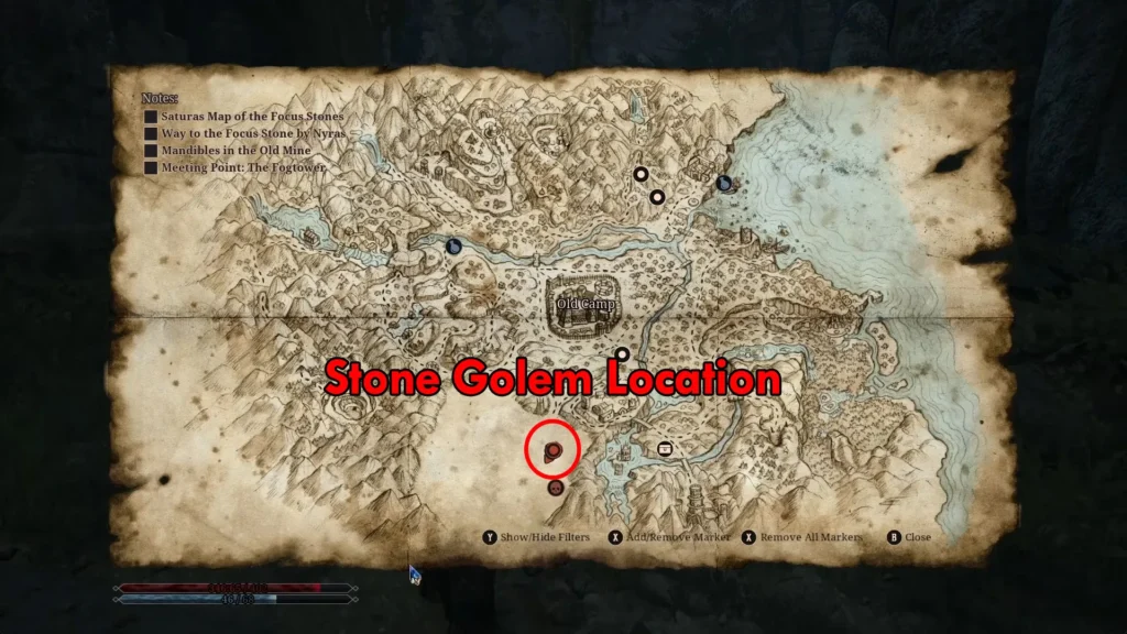 Gothic 1 Remake Stone Golem Location on Map