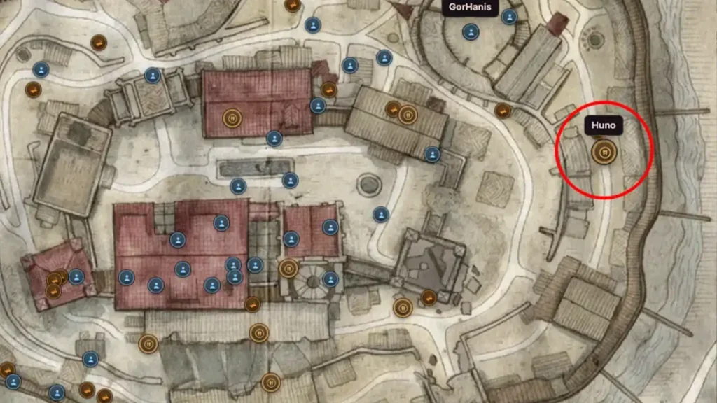 Huno's location on the map