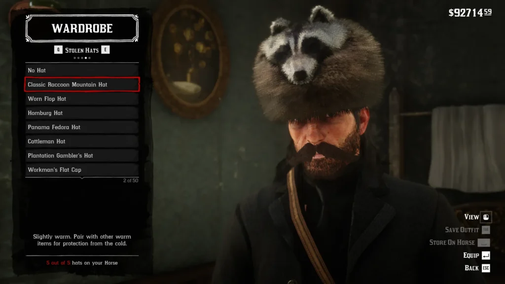 RDR2 Classic Raccoon Mountain Hat - 02
