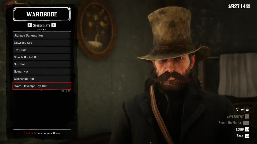 RDR2 Worn Stovepipe Top Hat - 37