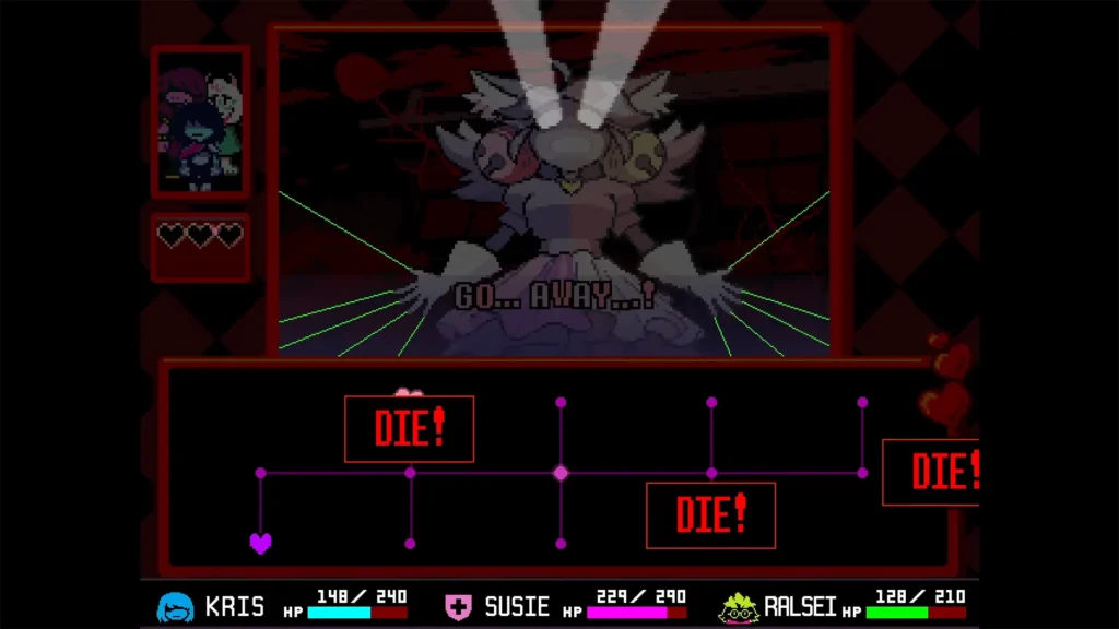 the box puzzles become claustrophobic and the screen floods with floating text reading the word "Die.