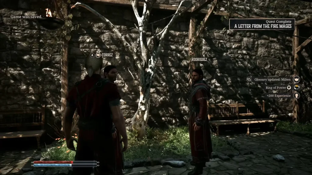 Talk to Torrez in A Letter From The Fire Mages Quest