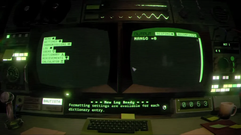 The Message From Deep Space Formatting setting for dictionary