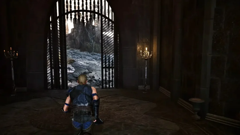 facing the tower's main entrance