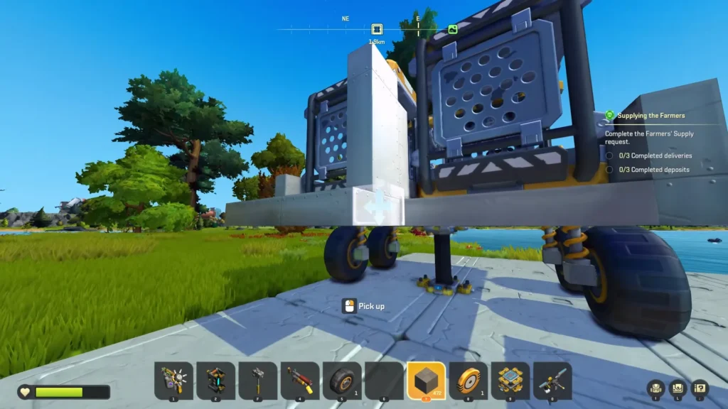 Articulated mining vehicle in Scrap Mechanic with a Bearing joint through the middle of the chassis