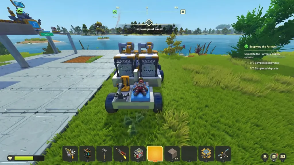 Bed and storage chests mounted on the back of a Scrap Mechanic vehicle