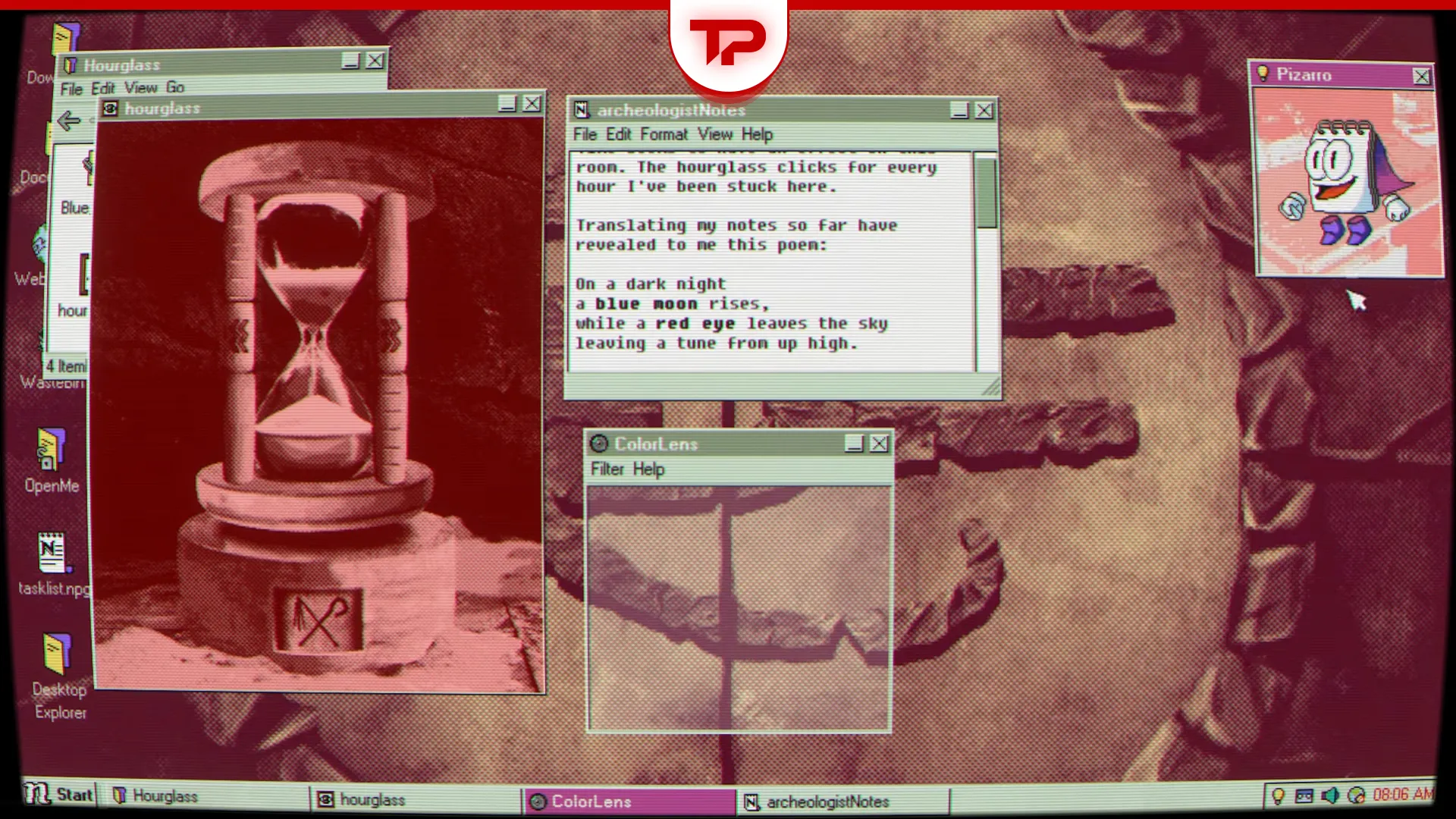 Desktop Explorer Hourglass Puzzle How to Get the Password