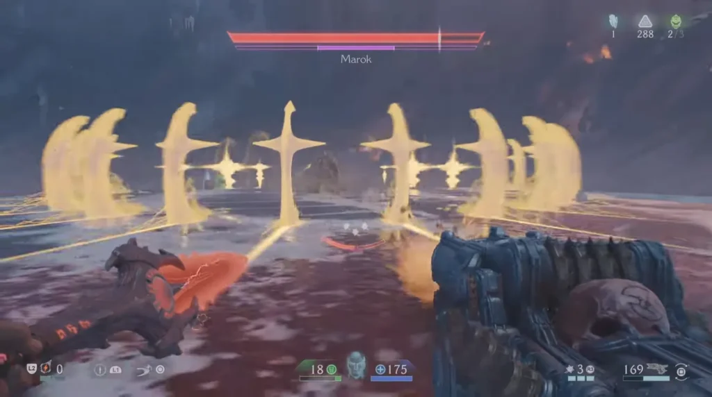 Dodging Cross-shaped shots by standing between them