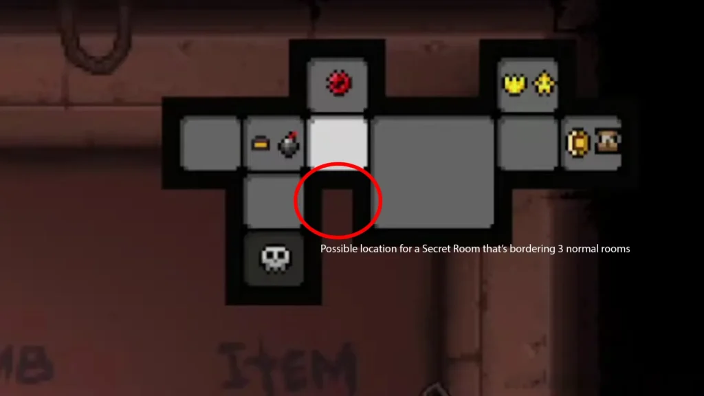 Possible location for a Secret Room on the map in Binding of Isaac