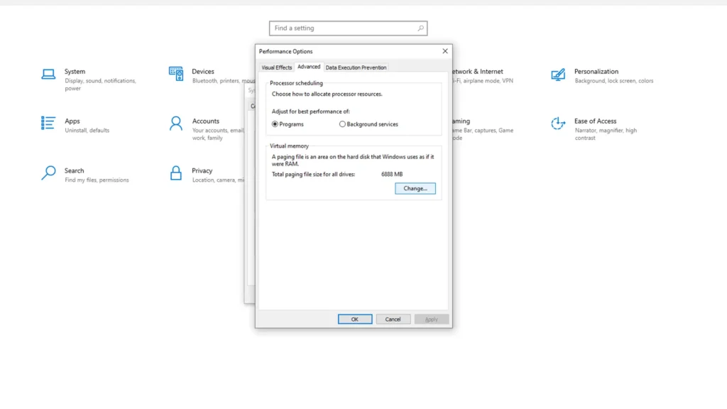 Increase Virtual Memory step 2