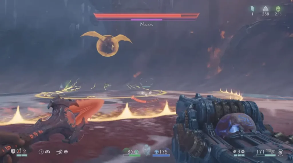 Jumping over Marok's shockwaves to dodge them