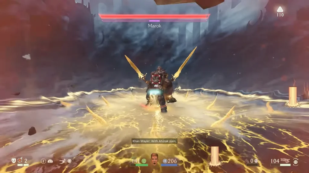 Going further away when Marok raises his swords