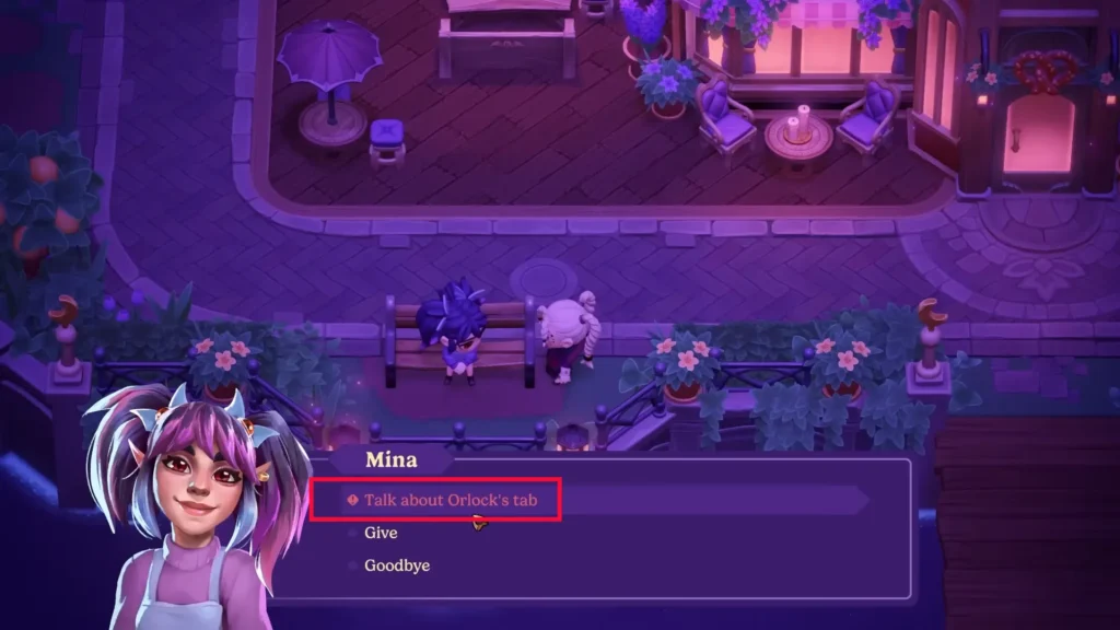 Talk to Mina moonlight peaks