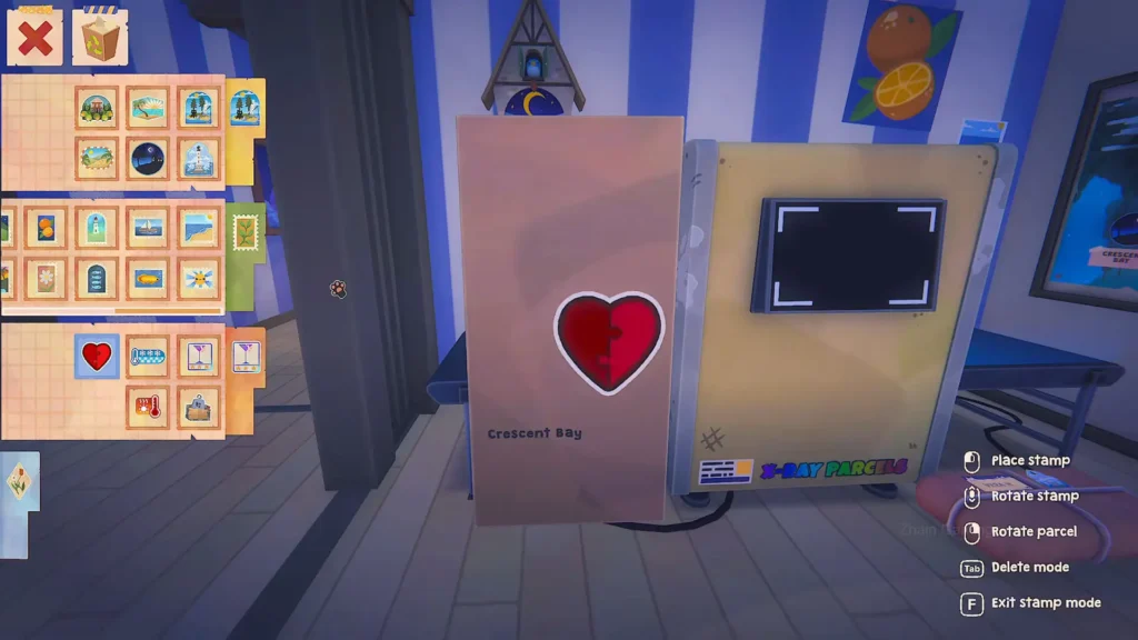 Putting heart stamp on a parcel