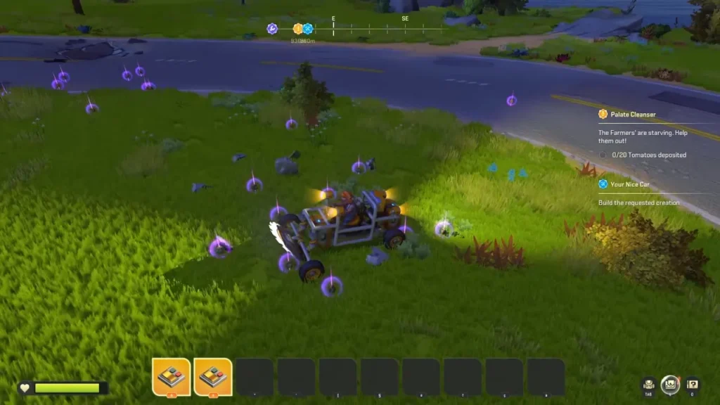 Scrap Mechanic vehicle running down a Totebot with front mounted saw blades
