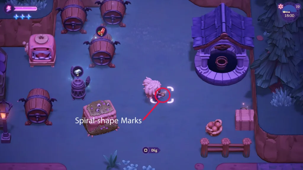 glowing spot with spiral shape