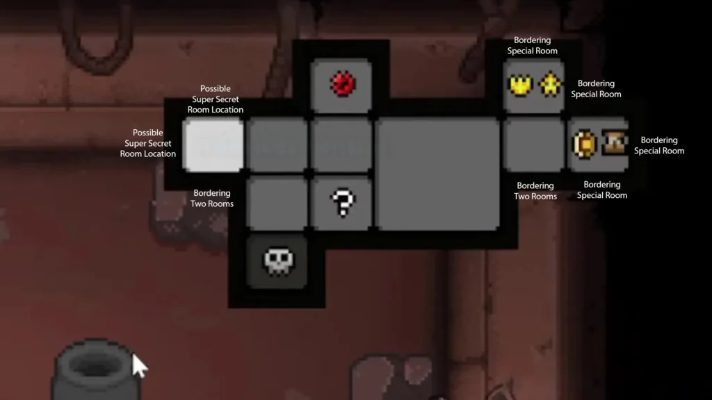 Super Secret room locations on the map in Binding Isaac