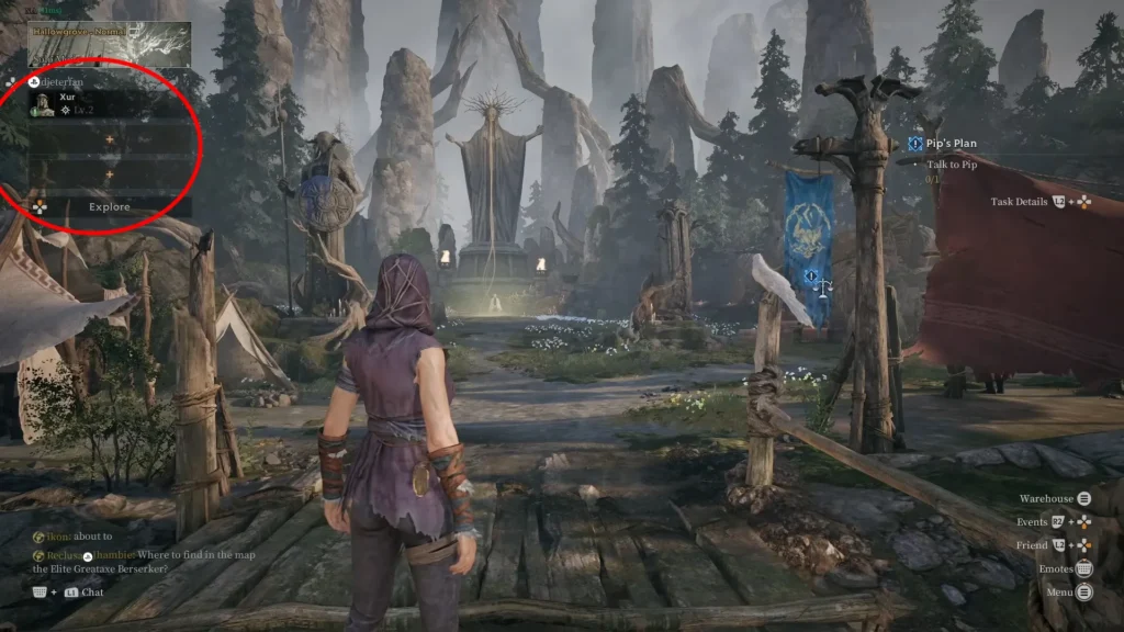 Team menu in Mistfall Hunter