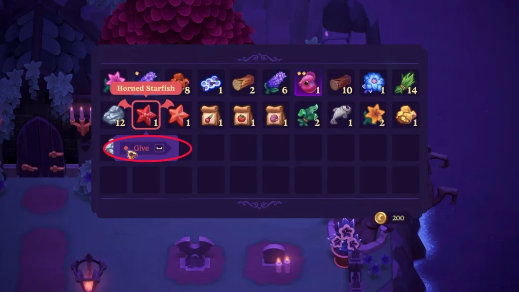 This will lead to your inventory and you can give them their favorite item.
