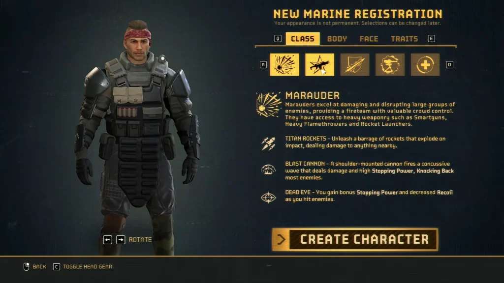 Aliens Fireteam Elite 2 Choosing Class