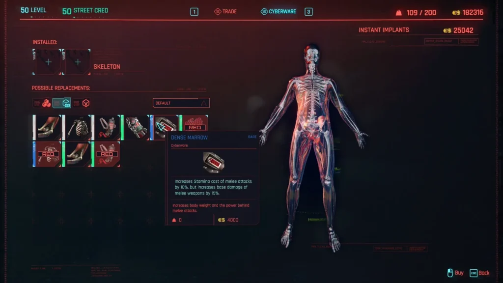 Skeleton Cyberware in Cyberpunk 2077