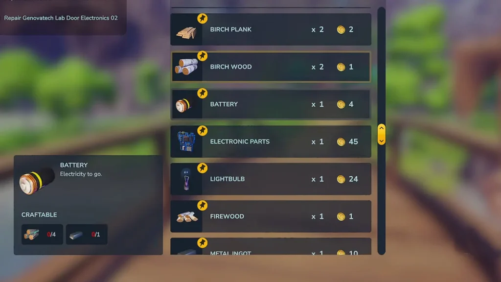 Battery Recipe