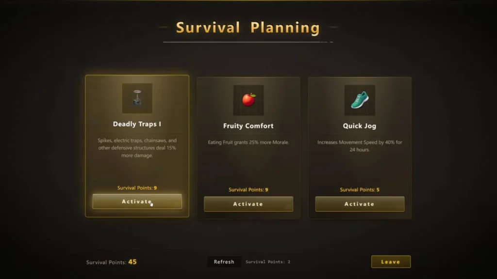 Deadly Traps Perk in Survival Log