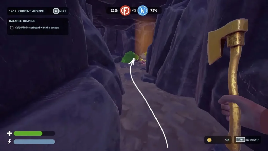 Following the cave to reach the candy dispenser