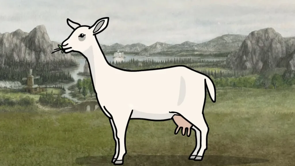 Give the flowers to the goat