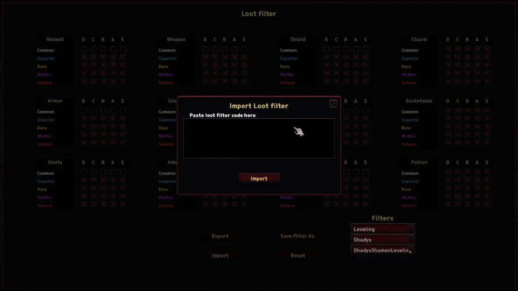 Hero Siege Import Loot Filter