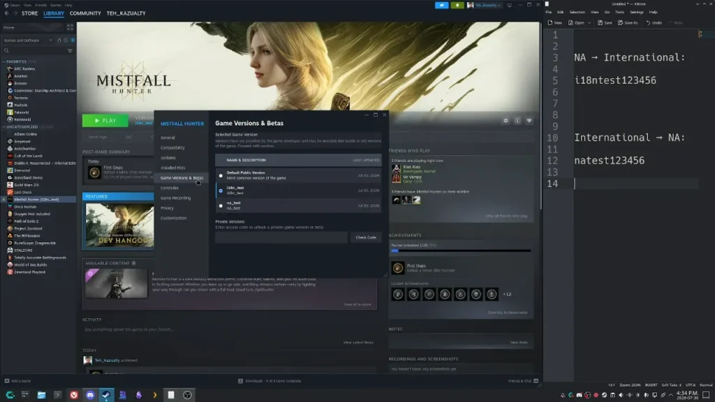 Mistfall Hunter Server change
