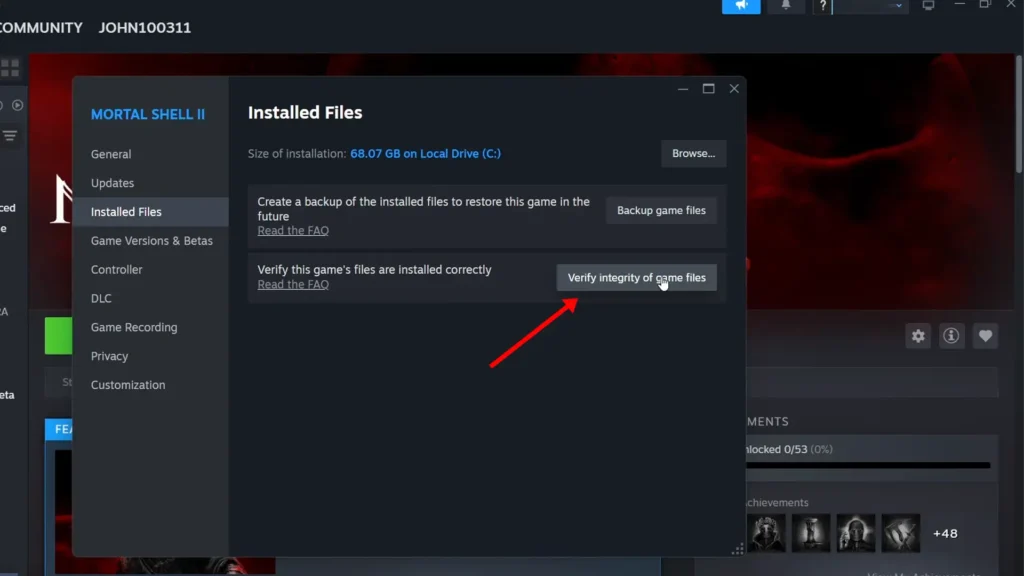Mortal Shell II Crash Verify Integrity of Game Files