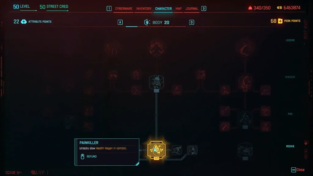 The Painkiller perk unlocked